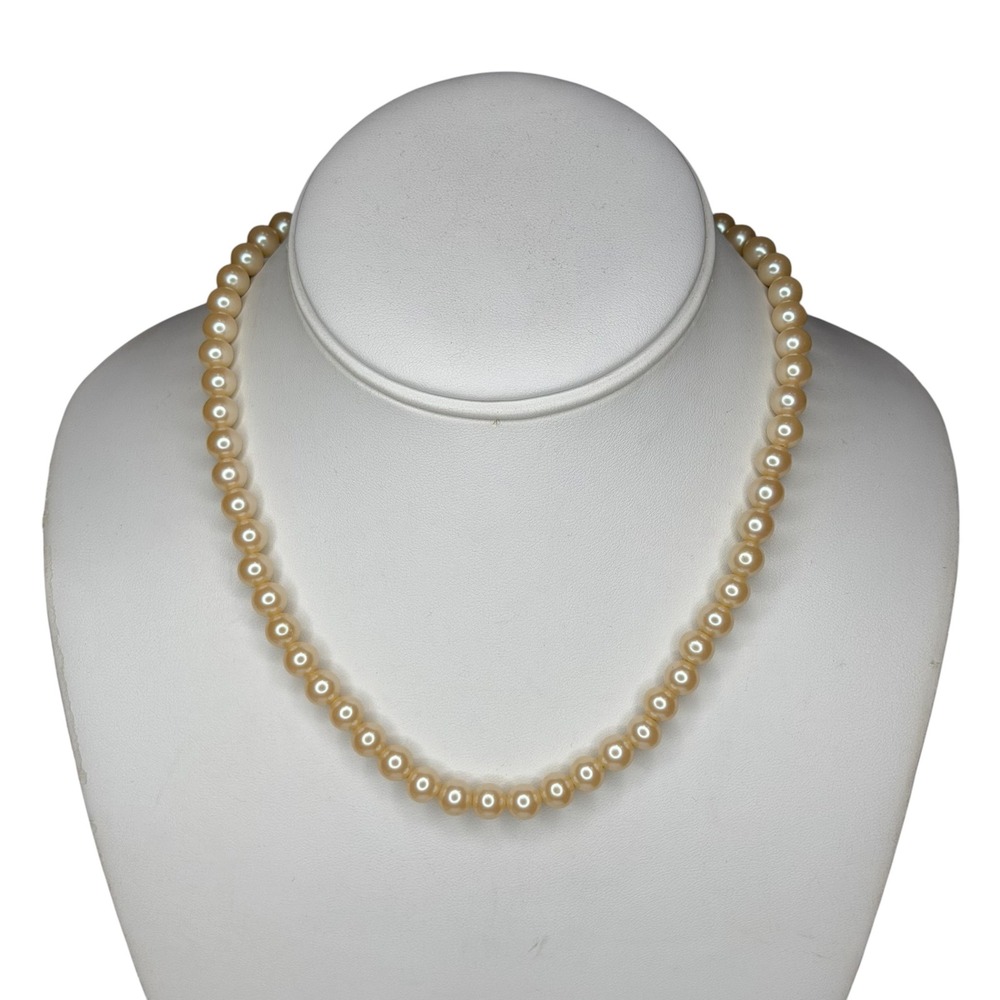 Vintage Faux Pearl Necklace 16.5" Cream Vintage Style Strand